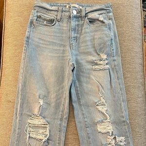 high rise straight jeans